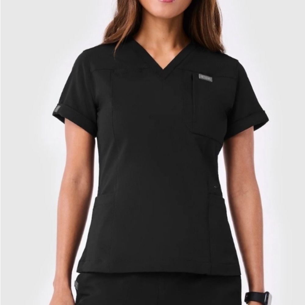 FIGS Indestructible Slim V Neck Scrub‎ Top Sz M 5 Pockets Nurse